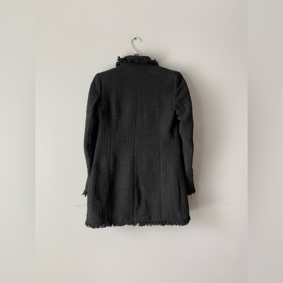 Rachel Zoe Black midi Tweed Blazer Coat Jacket size XS - Picture 2 of 9